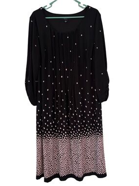 Perceptions Black Dress with Light Pink Dot Gradient